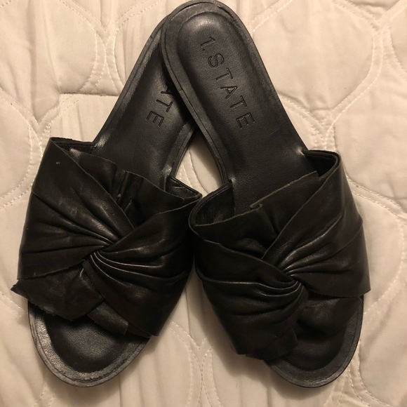 1. STATE Chevonn Open Toe Black Slides Sandal - Picture 2 of 5